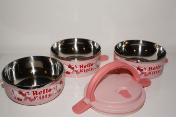 Roze 3 lagen bento box met een schattige kat