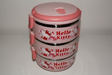 Roze 3 lagen bento box met een schattige kat