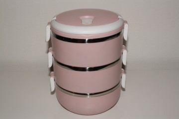 Licht roze 3 lagen bento box