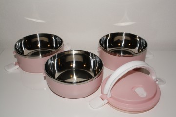Licht roze 3 lagen bento box