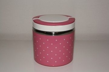 Roze met witte stippen 2 lagen bento box